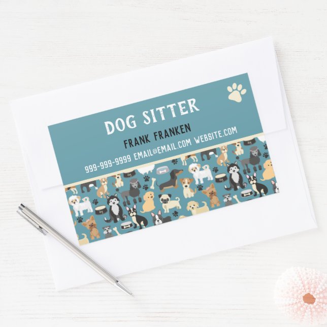 Dog Sitter Dog Walker Puppy Pattern Sticker (Envelope)