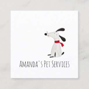 Dog Sitter Sitter Pet Services Grooming Cute White Square Business Card