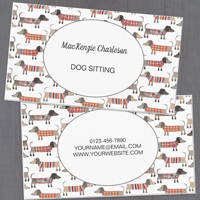 Dog Sitting Dachshund Sausage Dog Business Card (Creator Uploaded)