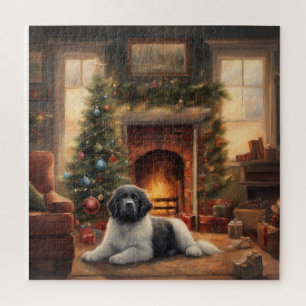 Dog Sitting In Front Of A Christmas Tree Jigsaw Puzzle