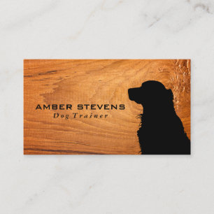 Dog Sitting Silhouette   Wood Business Card