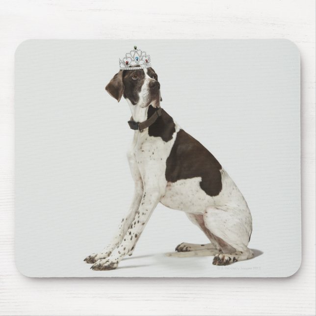 Dog sitting with a tiara on head mouse pad (Front)