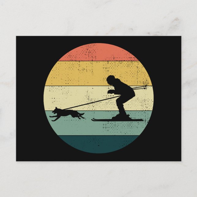 Dog Skijoring Extreme Winter Sport Ski Race Racing Postcard (Front)
