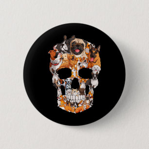 Dog Skull Dogs Paw Lover Halloween Costume Men 2 Inch Round Button
