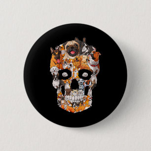 Dog Skull Dogs Paw Lover Halloween Dog Skeleton 2 Inch Round Button