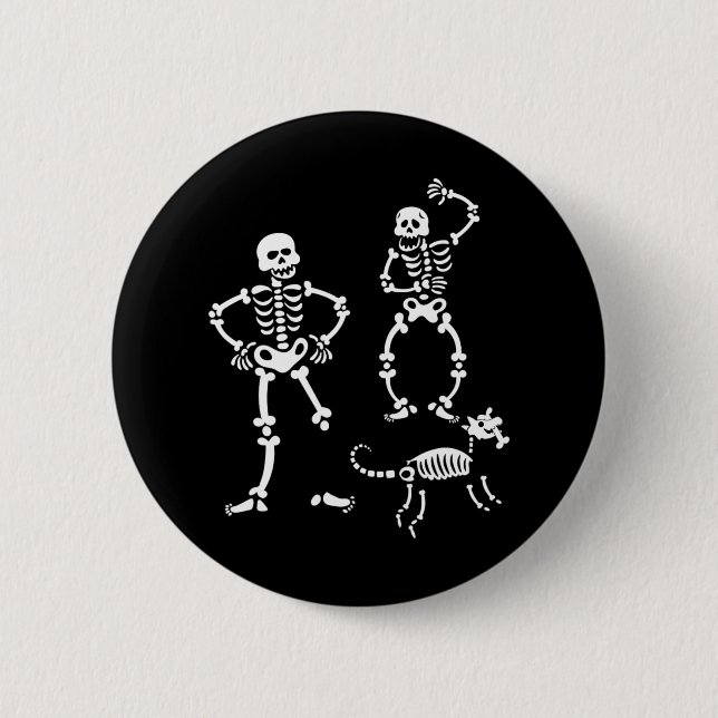 Dog Skull Skeleton Running Halloween Costume Party 2 Inch Round Button (Front)