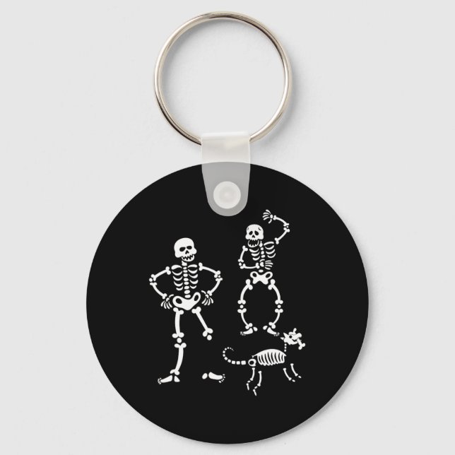 Dog Skull Skeleton Running Halloween Costume Party Keychain (Front)
