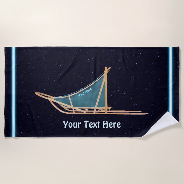 Dog Sled On Stars Beach Towel (Front)
