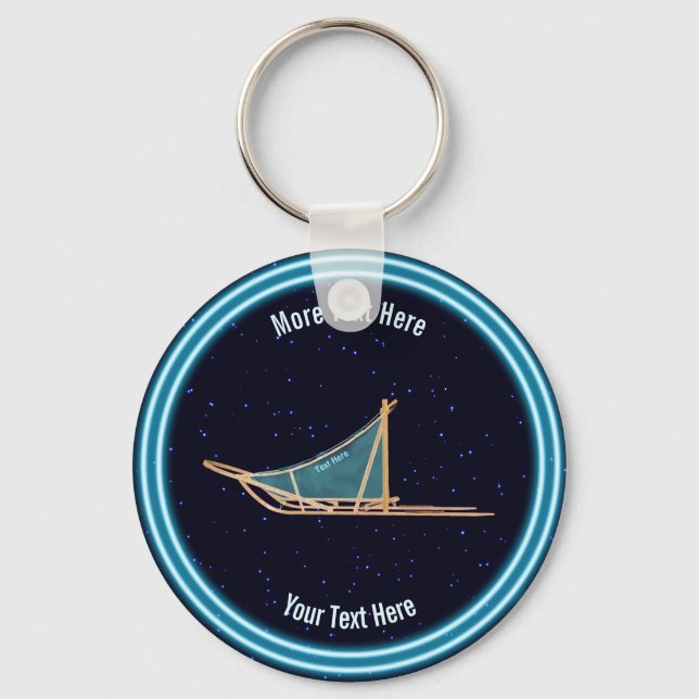 Dog Sled On Stars Keychain (Front)