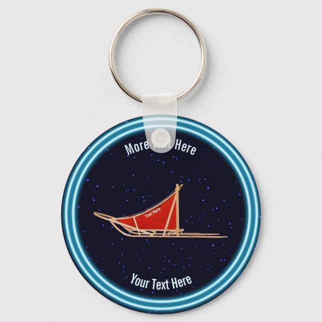 Dog Sled On Stars Keychain (Front)