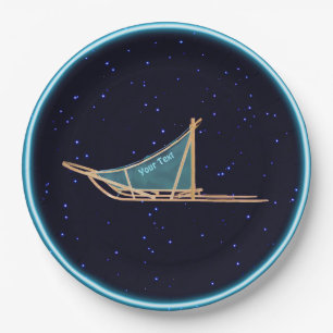 Dog Sled On Stars Paper Plate