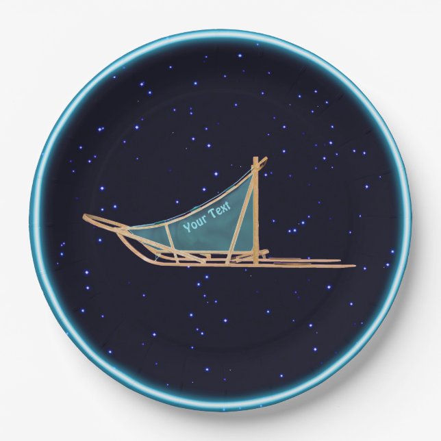 Dog Sled On Stars Paper Plate (Front)