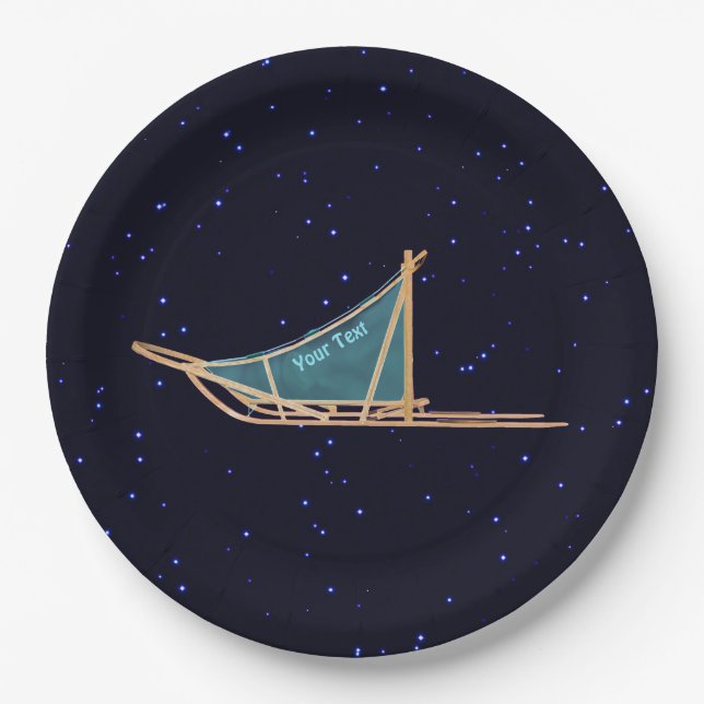 Dog Sled On Stars Paper Plate (Front)