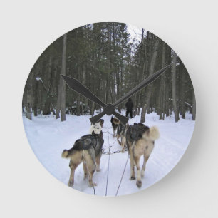 Dog Sledding in Quebec, Canada Round Clock
