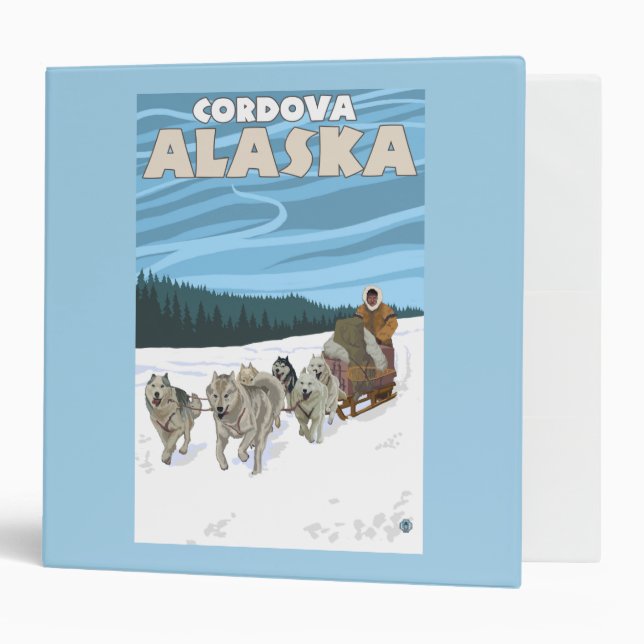 Dog Sledding Scene - Cordova, Alaska Binder (Front/Inside)