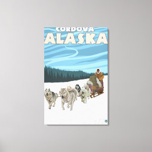 Dog Sledding Scene - Cordova, Alaska Canvas Print