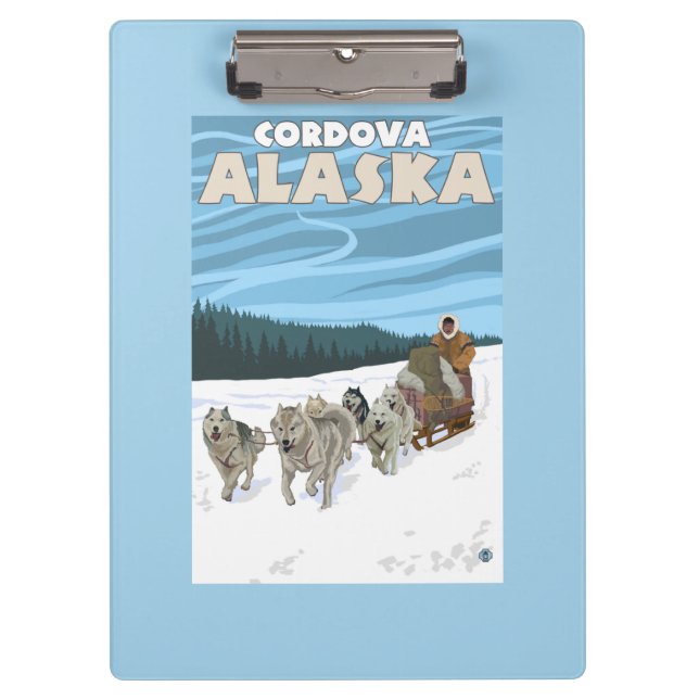 Dog Sledding Scene - Cordova, Alaska Clipboard (Front)