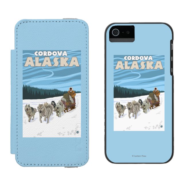 Dog Sledding Scene - Cordova, Alaska Incipio iPhone Wallet Case (Side by Side)