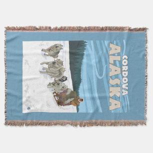 Dog Sledding Scene - Cordova, Alaska Throw Blanket