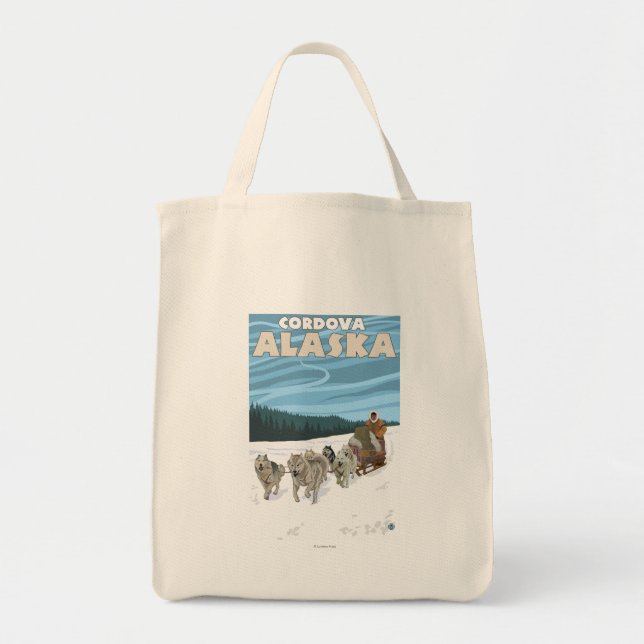 Dog Sledding Scene - Cordova, Alaska Tote Bag (Front)