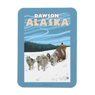 Dog Sledding Scene - Dawson, Alaska Magnet