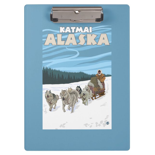 Dog Sledding Scene - Katmai, Alaska Clipboard (Front)