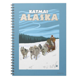 Dog Sledding Scene - Katmai, Alaska Notebook