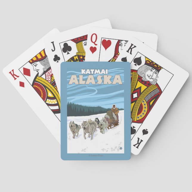 Dog Sledding Scene - Katmai, Alaska Playing Cards (Back)