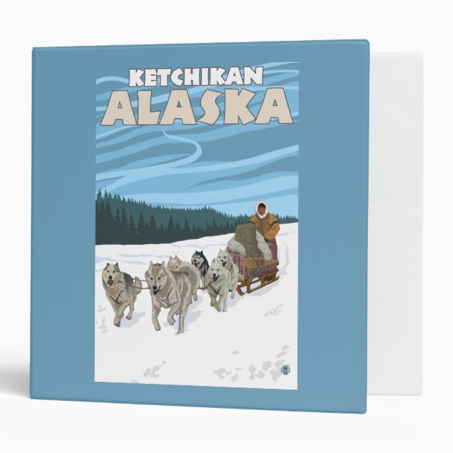 Dog Sledding Scene - Ketchikan, Alaska Binder (Front/Inside)