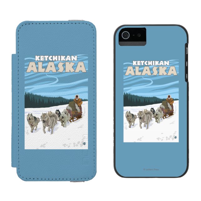 Dog Sledding Scene - Ketchikan, Alaska Incipio iPhone Wallet Case (Side by Side)