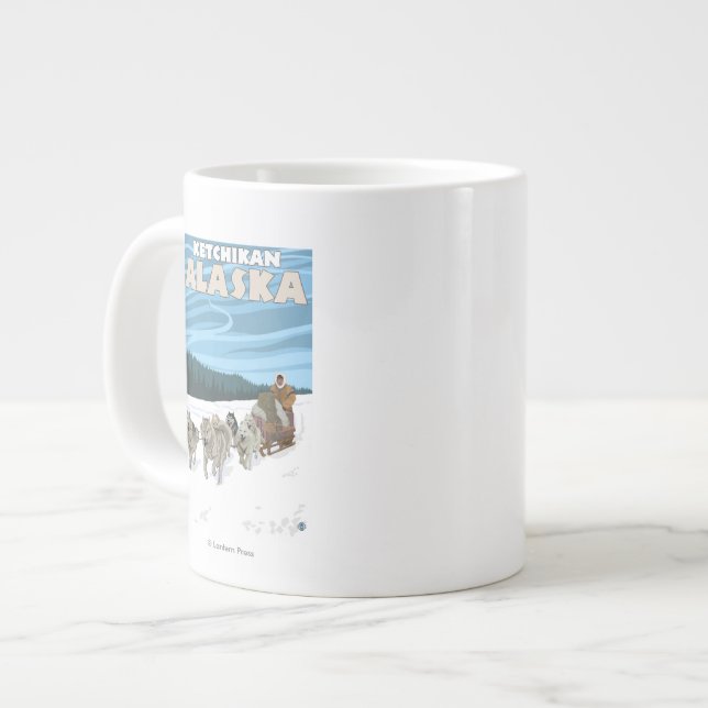 Dog Sledding Scene - Ketchikan, Alaska Large Coffee Mug (Front Left)