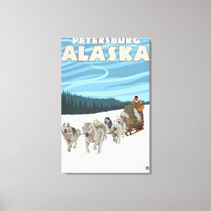 Dog Sledding Scene - Petersburg, Alaska Canvas Print