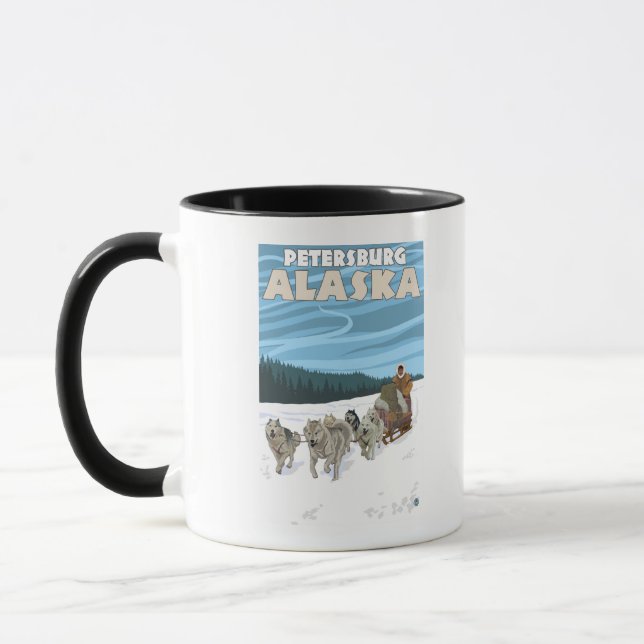Dog Sledding Scene - Petersburg, Alaska Mug (Left)