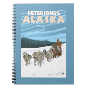 Dog Sledding Scene - Petersburg, Alaska Notebook