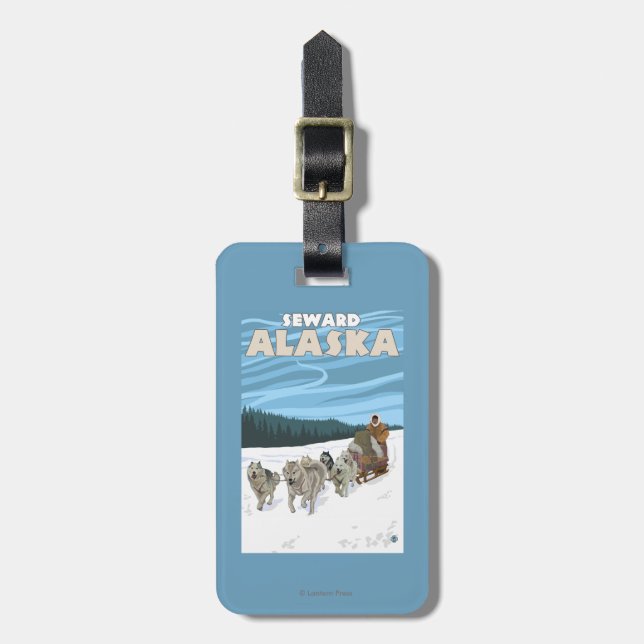Dog Sledding Scene - Seward, Alaska Luggage Tag (Front Vertical)