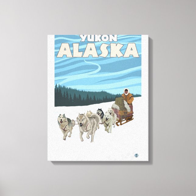 Dog Sledding Scene - Yukon, Alaska Canvas Print (Front)
