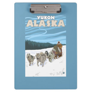 Dog Sledding Scene - Yukon, Alaska Clipboard