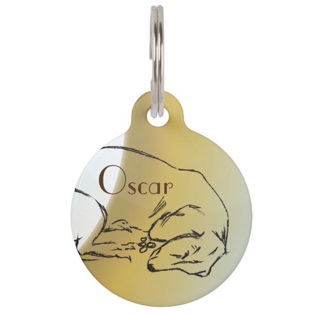 Dog, Sleeping Dachshund Custom Name Dog Pet Tag (Front)