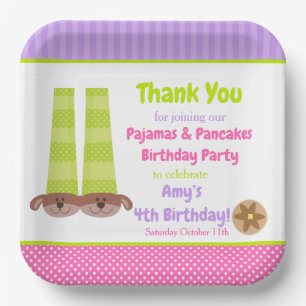 Dog Slippers Pyjamas & Pancakes Birthday Party Paper Plate