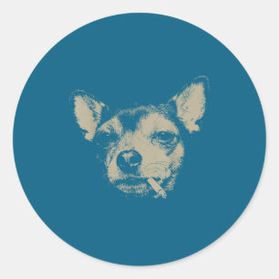 Dog Smoking Cigarette Chihuahua Meme Classic Round Sticker