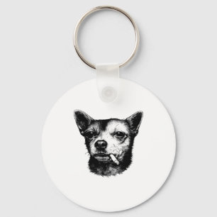 Dog Smoking Cigarette Chihuahua Meme Keychain