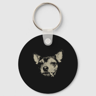 Dog Smoking Cigarette Chihuahua Meme Keychain