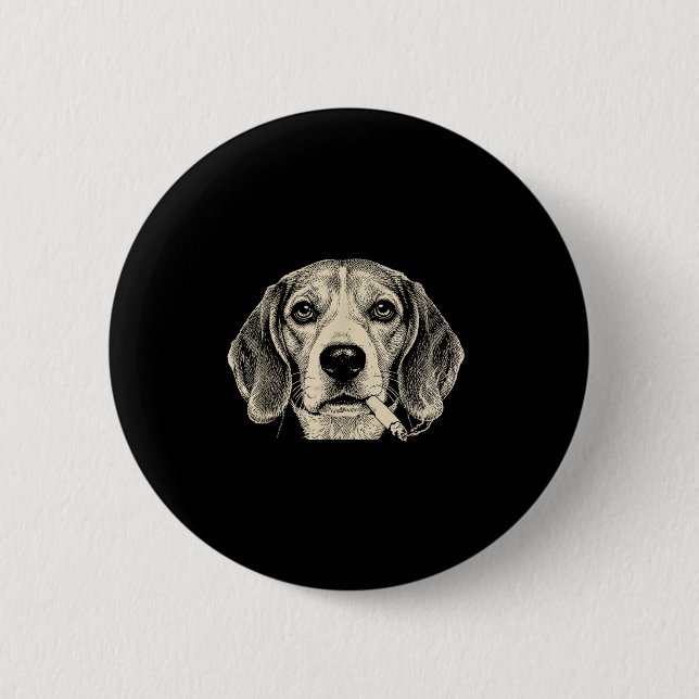 Dog Smoking Cigarette Funny Beagle Meme  2 Inch Round Button (Front)