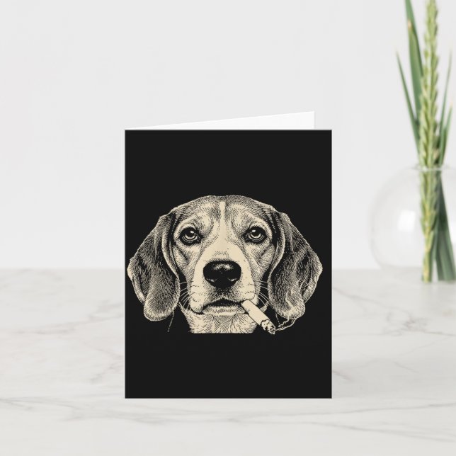 Dog Smoking Cigarette Funny Beagle Meme  Card (Front)