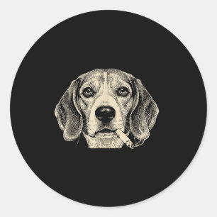 Dog Smoking Cigarette Funny Beagle Meme Classic Round Sticker