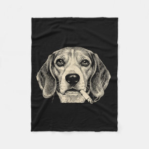 Dog smoking cigarette funny beagle meme fleece blanket