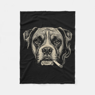 Dog Smoking Cigarette Funny Boxer Dog Meme  Fleece Blanket