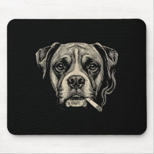 Dog Smoking Cigarette Funny Boxer Dog Meme Mouse Pad