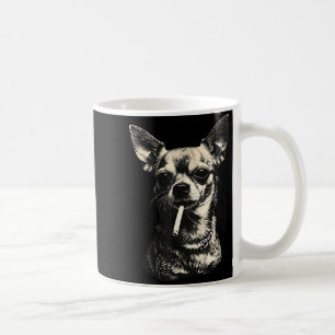 Dog smoking cigarette funny chihuahua meme  coffee mug