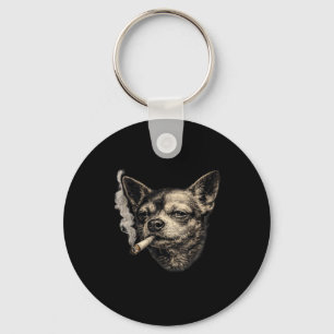 Dog smoking cigarette funny chihuahua meme funny keychain